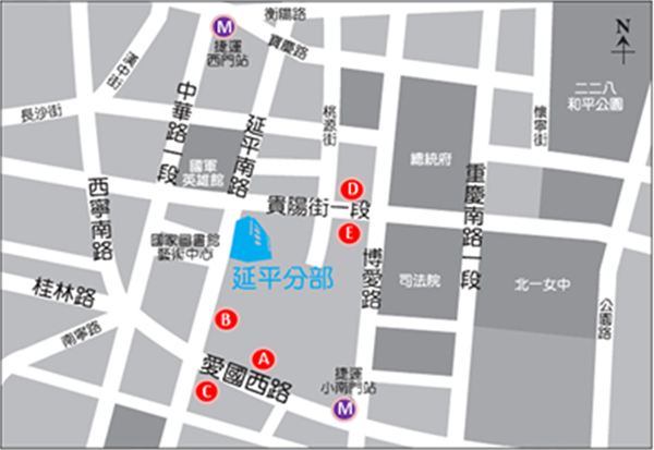 臺北市延平南路127號文化大學大新館地圖